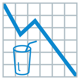 chart decreasing and cup with straw
