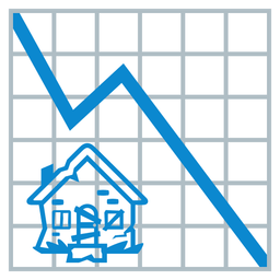 chart decreasing and derelict house