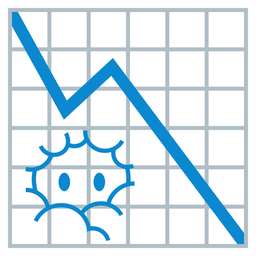 chart decreasing and face in clouds