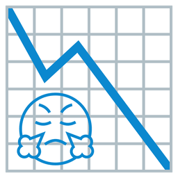 chart decreasing and face with steam from nose