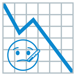 chart decreasing and face with thermometer
