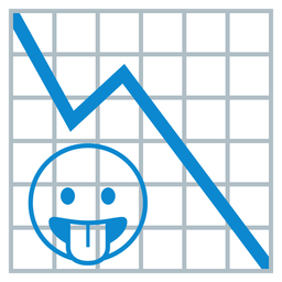 Chart decreasing and Face with tongue