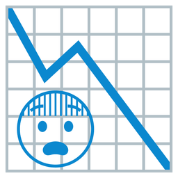 chart decreasing and fearful face