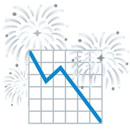 chart decreasing and fireworks