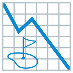 chart decreasing and flag in hole
