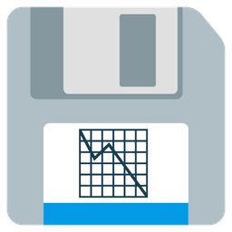 chart decreasing and floppy disk