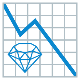 chart decreasing and gem stone