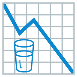chart decreasing and glass of milk