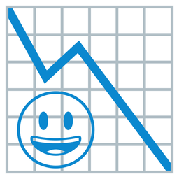 Chart decreasing and Grinning face with big eyes