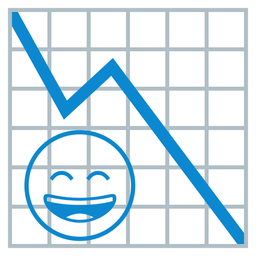 Chart decreasing and Grinning face with smiling eyes