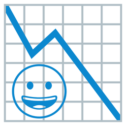 Chart decreasing and Grinning face
