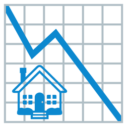 chart decreasing and house