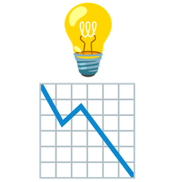 chart decreasing and light bulb