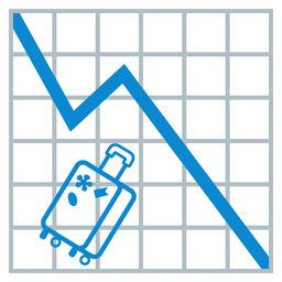 chart decreasing and luggage
