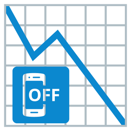 chart decreasing and mobile phone off