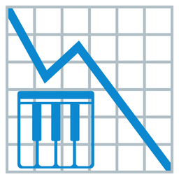 chart decreasing and musical keyboard