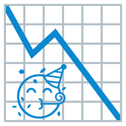 chart decreasing and partying face