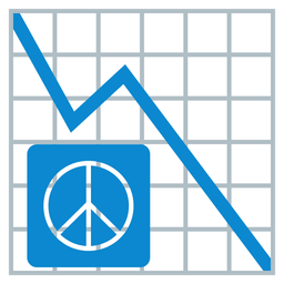 chart decreasing and peace symbol