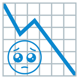 chart decreasing and pleading face