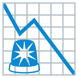 chart decreasing and police car light
