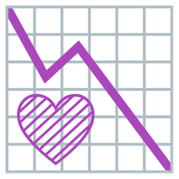 chart decreasing and purple heart