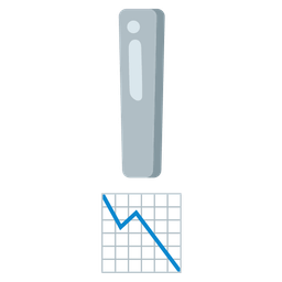 chart decreasing and red exclamation mark
