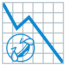Chart decreasing and Rolling on the floor laughing