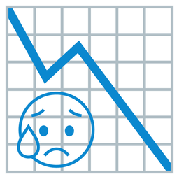 chart decreasing and sad but relieved face