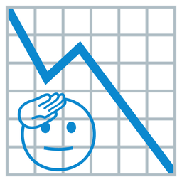 chart decreasing and saluting face