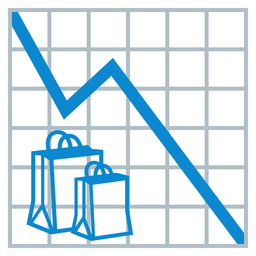chart decreasing and shopping bags