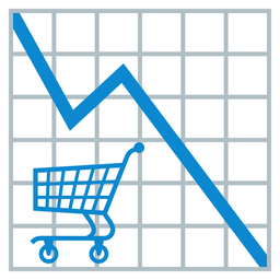 chart decreasing and shopping cart
