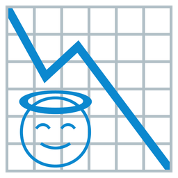 Chart decreasing and Smiling face with halo