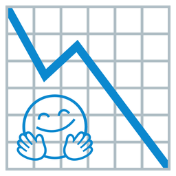 Chart decreasing and Smiling face with open hands