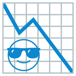 chart decreasing and smiling face with sunglasses
