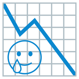Chart decreasing and Smiling face with tear