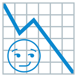 chart decreasing and smirking face