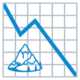 chart decreasing and snow-capped mountain