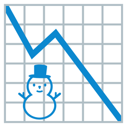 chart decreasing and snowman without snow
