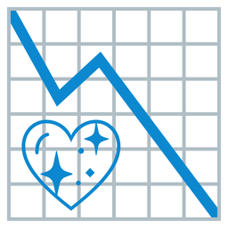 chart decreasing and sparkling heart