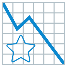 chart decreasing and star