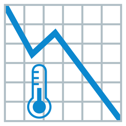 chart decreasing and thermometer