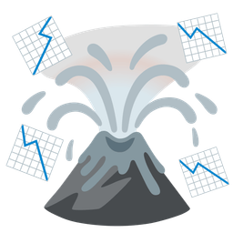 chart decreasing and volcano