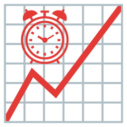 chart increasing and alarm clock
