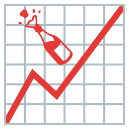 chart increasing and bottle with popping cork