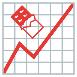 chart increasing and chocolate bar