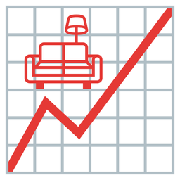 chart increasing and couch and lamp