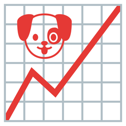 chart increasing and dog face