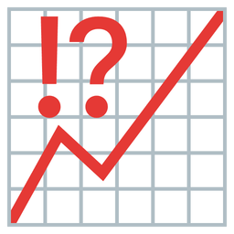 chart increasing and exclamation question mark
