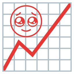 chart increasing and face holding back tears