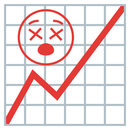 chart increasing and face with crossed-out eyes